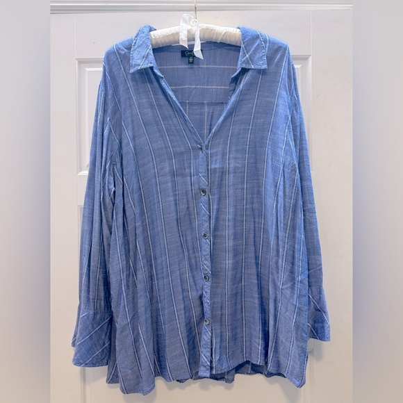 Jessica Simpson Blue Button Down Top, sz 3x - Picture 1 of 4